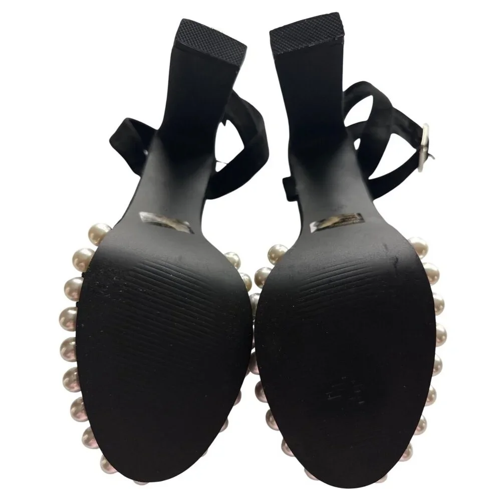 Lemon Drop By Privileged Anemone Black Suede Pearl Platform High Heels Size 10